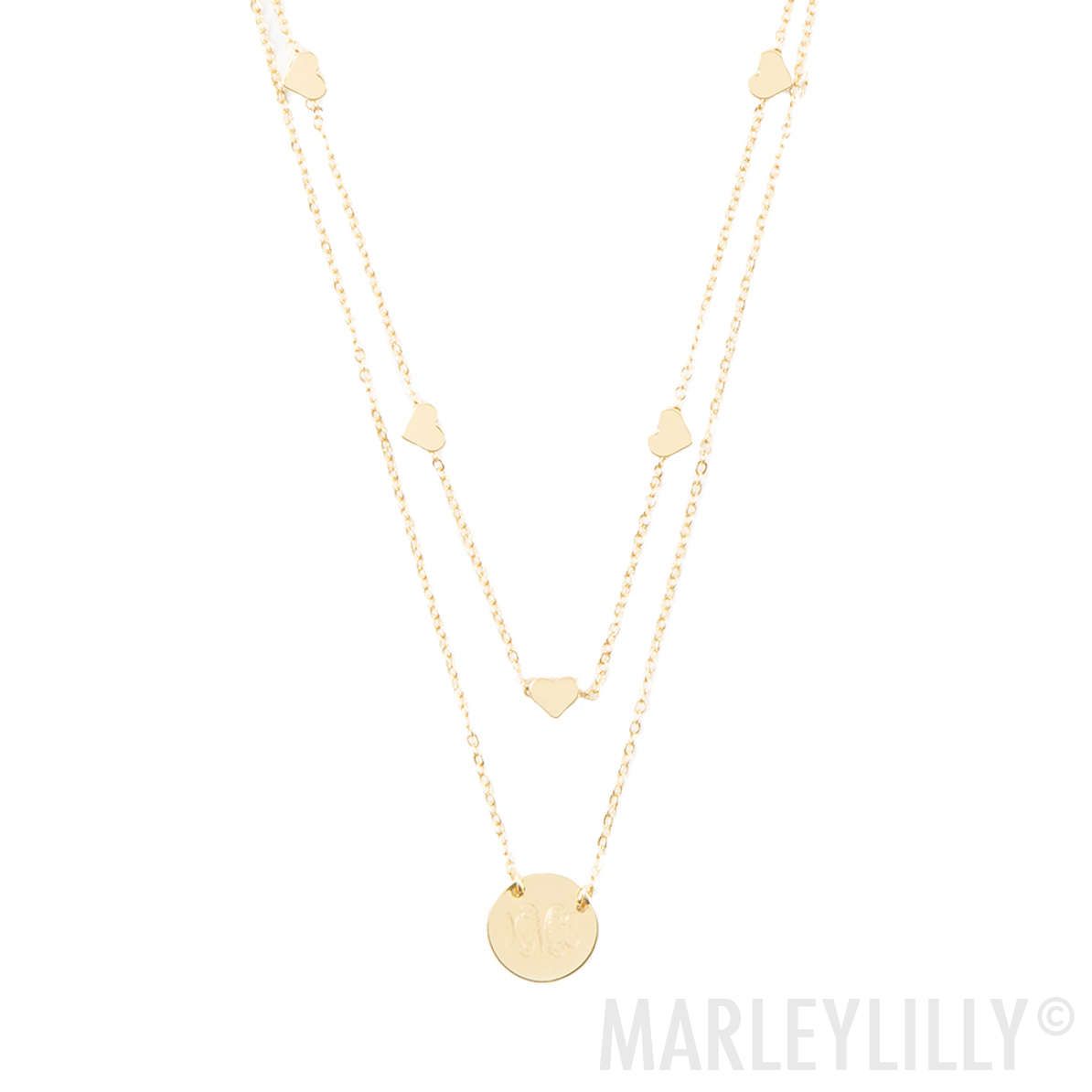 Monogrammed Heart Multi Strand Necklace | Marleylilly