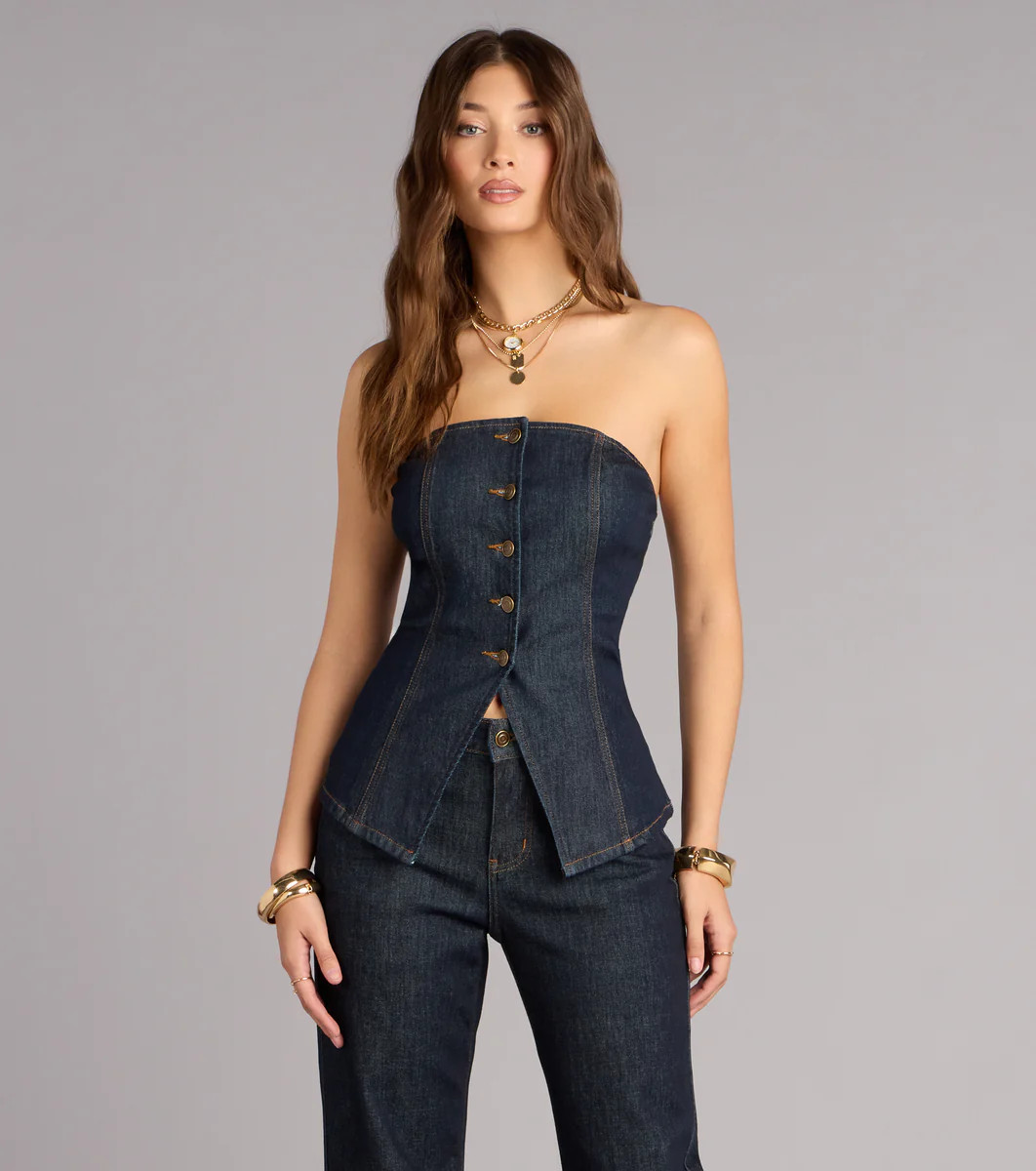Effortlessly Dialed In Denim Strapless Top | Windsor Stores