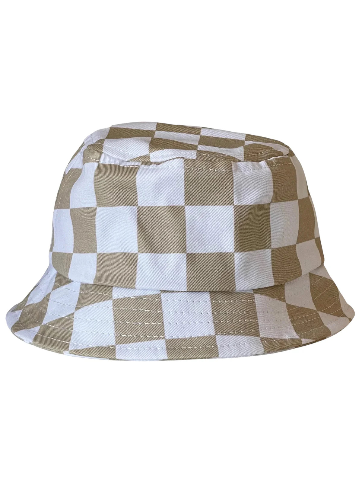 Kids Bucket Hat, Tan Checkerboard | SpearmintLOVE