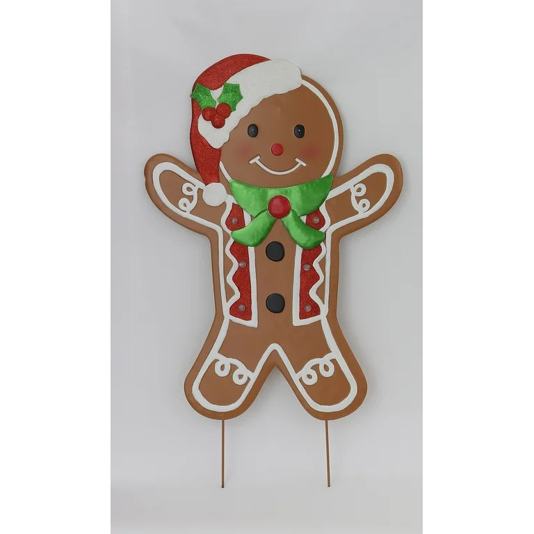 LED Lighted Gingerbread Boy Yard Stake Indoor/Outdoor Christmas Decoration, 36 in, by Holiday Tim... | Walmart (US)