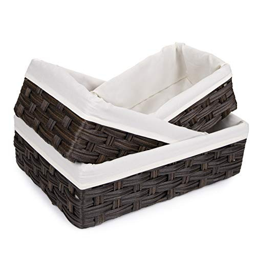 Yarlung 3 Pack Woven Storage Basket, Handmade Poly-Wicker Decorative Shelf Basket Organizing Bin ... | Amazon (CA)