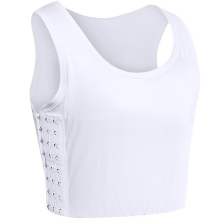 XUJI Women Chest Binder Transgender FTM Tomboy Lesbian Cosplay Breast Binder Bra Half Tank Top (Whit | Walmart (US)