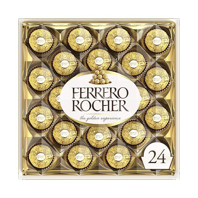 Ferrero Rocher Fine Hazelnut Milk Chocolate, 24 Count, Chocolate Candy Gift Box, 10.5 oz | Amazon (US)
