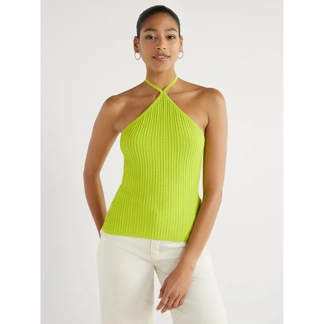 Scoop Women's Sleeveless Halter Tie Pullover Sweater, Sizes XS-XXL | Walmart (US)