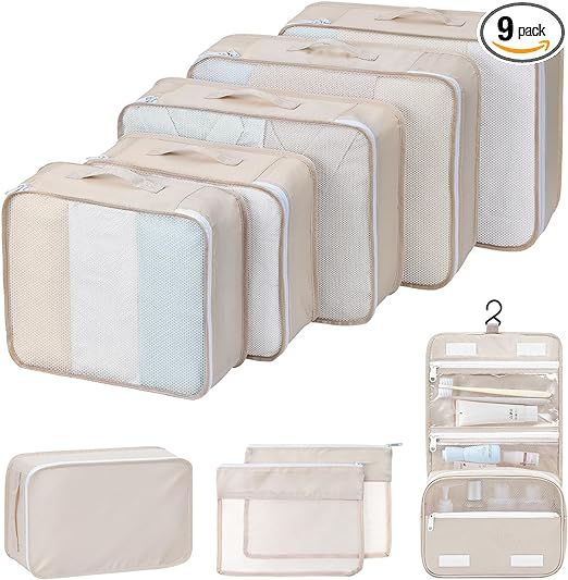 Easortm Packing Cubes for Suitcase, 9 Set Packing Cubes for Travel Packing Organizers Suitcase Or... | Amazon (US)