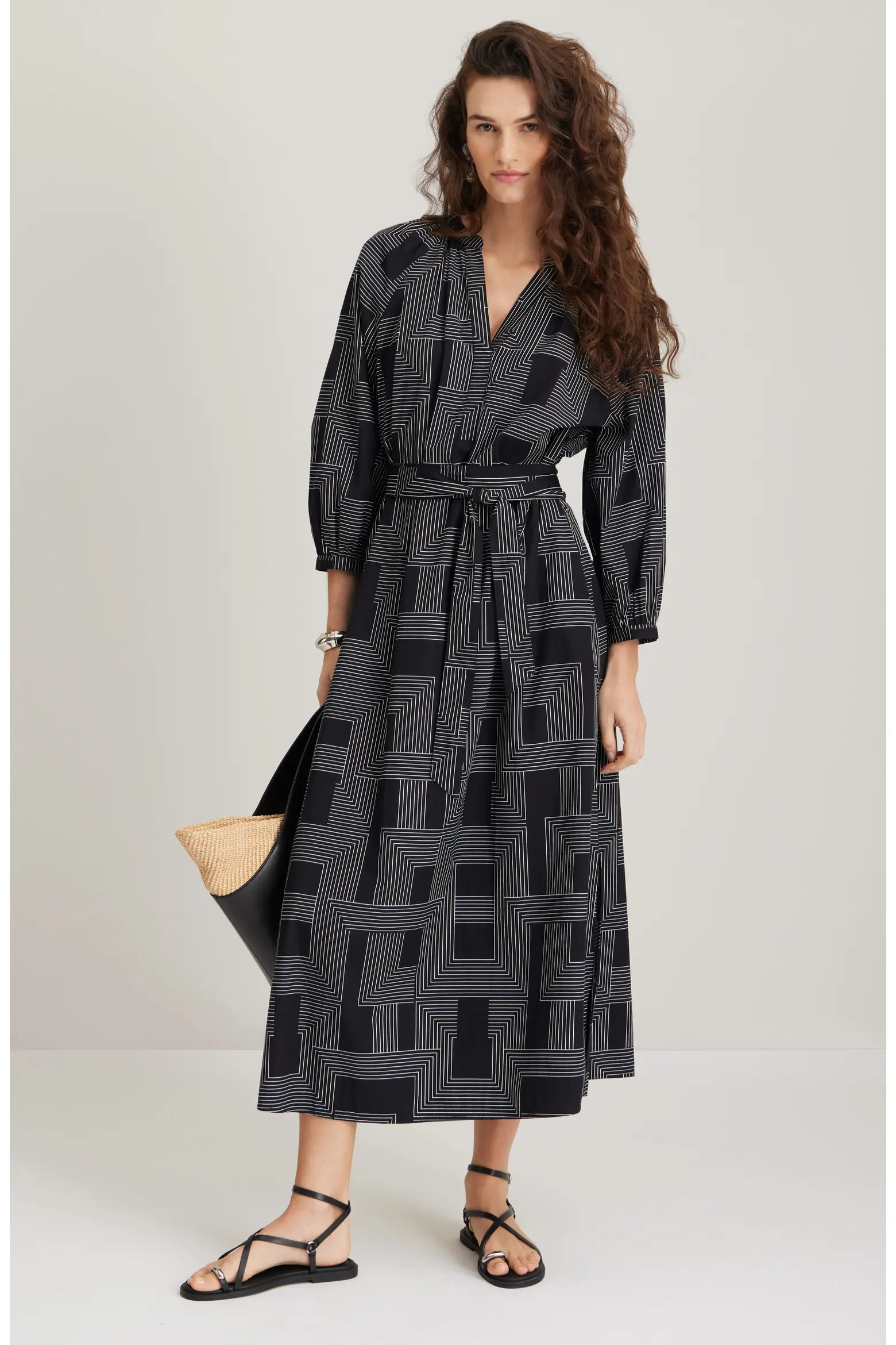 Long Sleeve Belted Cotton Poplin Maxi Dress (Women) | Nordstrom | Nordstrom