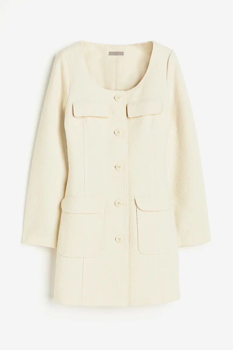 Bouclé Jacket Dress - Cream - Ladies | H&M US | H&M (US + CA)