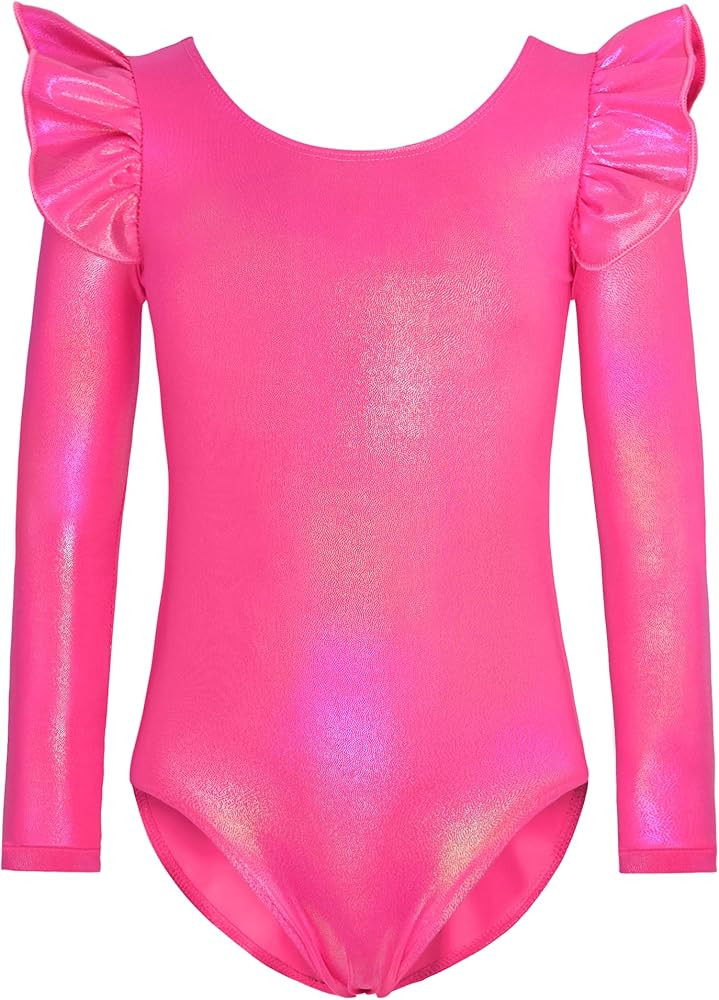 Nymphperi Gymnastics Leotards for Girls Ruffle Long Sleeve Practice Outfits Kids Dance Bodysuits | Amazon (US)