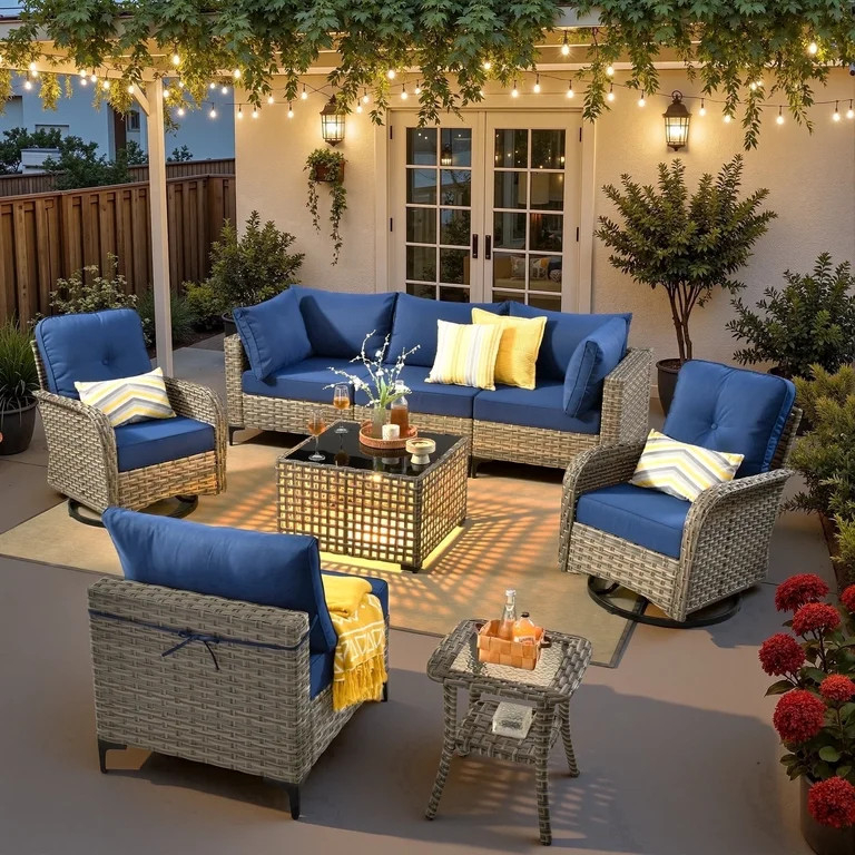 Ovios 8 Pieces Patio Furniture Outdoor Conversation Set Rattan Wicker Outside Sectional Sofa with... | Walmart (US)