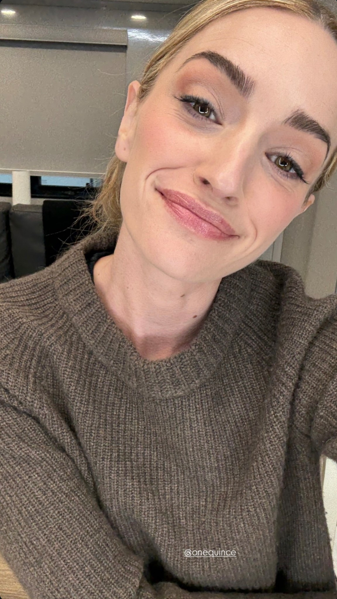 Brianne Howey showed off her favorite @onequince fisherman sweater 🤍 Cozy, classic, and effortlessly chic. This chunky knit sweater is the kind of timeless, quiet-luxury staple that works with denim, trousers, or layered under a coat. Soft, flattering, and the perfect elevated everyday sweater you’ll wear on repeat. #Quince #QuincePartner