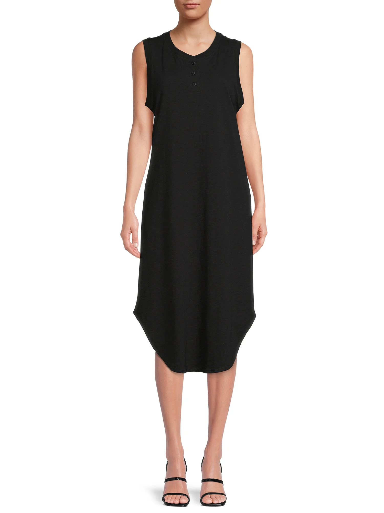 Time and Tru Women's V-Neck Printed Knit Dress | Walmart (US)