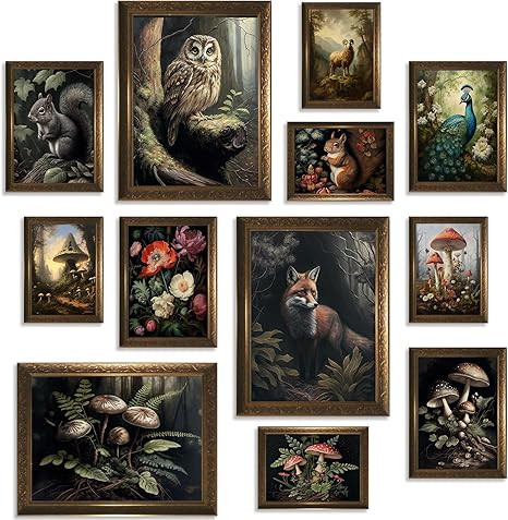 Dark Cottagecore Room Decor Aesthetic-Cottagecore Wall Decor Living Room,Dark Academia Wall Art,M... | Amazon (US)