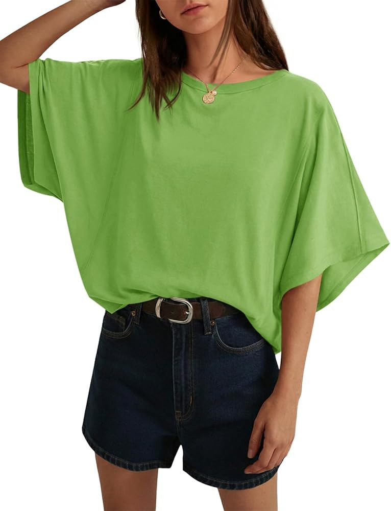 Cicy Bell Womens Oversized T Shirts Batwing Half Sleeve Summer Casual Crewneck Cropped Tops Loose... | Amazon (US)