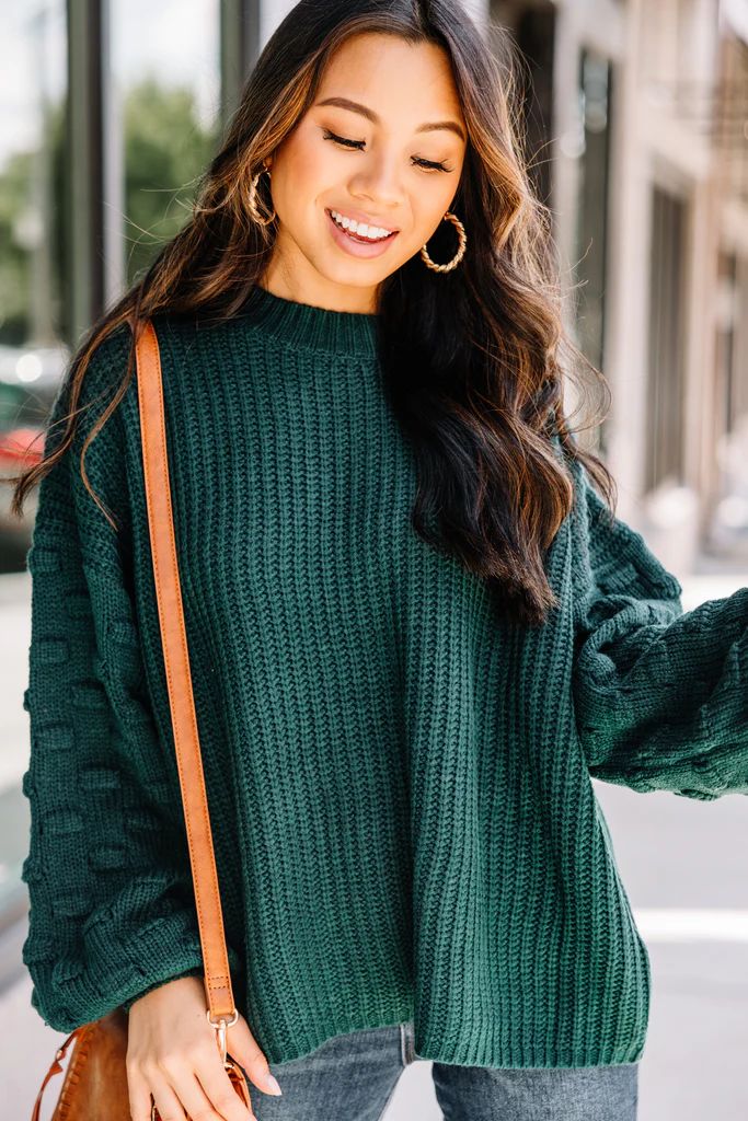 Ins and Outs of Love Forest Green Chunky Knit Sweater | The Mint Julep Boutique