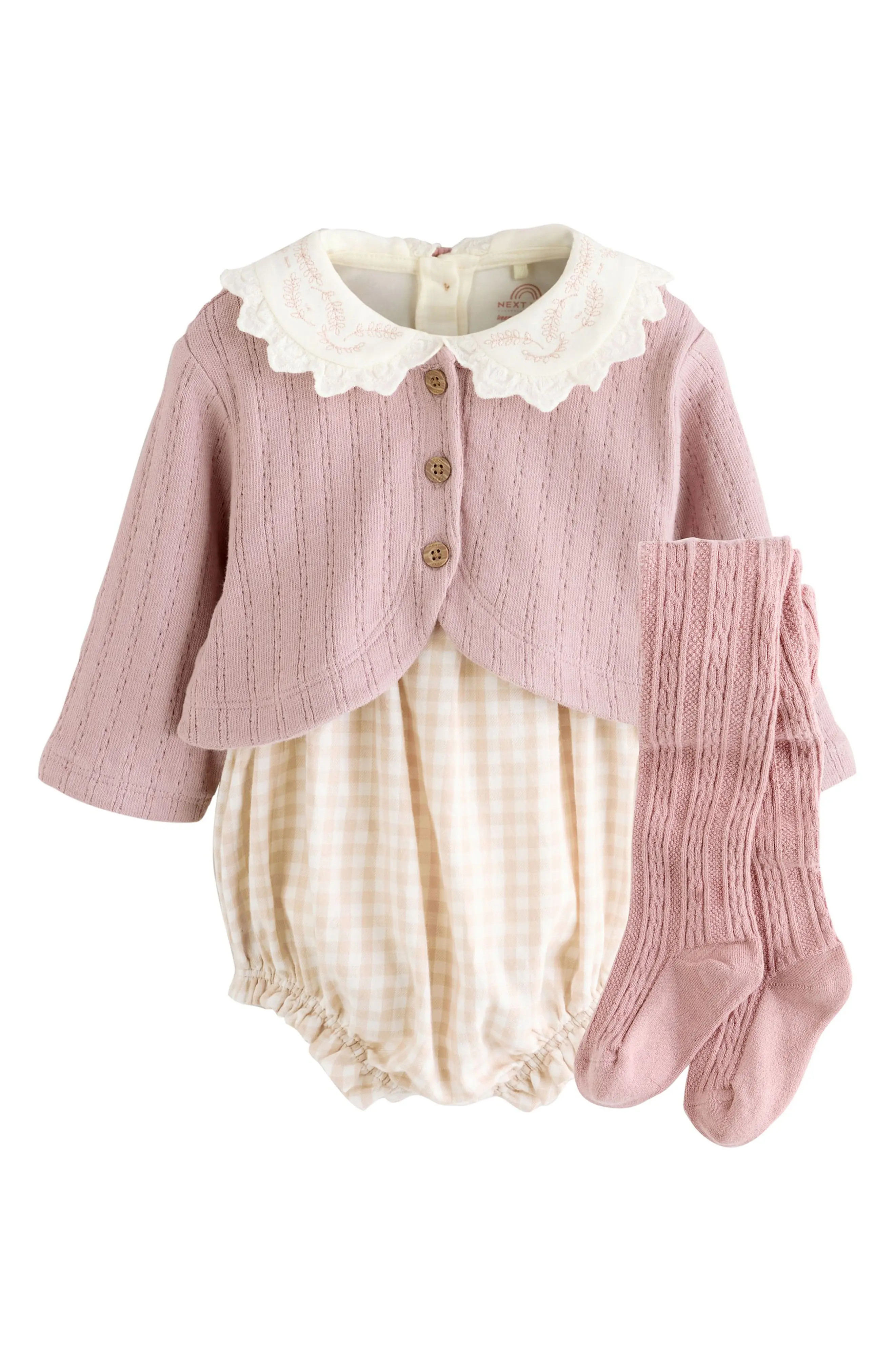 NEXT Kids' 4-Piece Romper, Cardigan & Tights Set | Nordstrom | Nordstrom