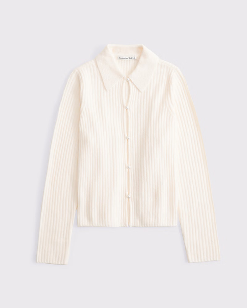 Pearl Button Collared Cardigan | Abercrombie & Fitch (US)