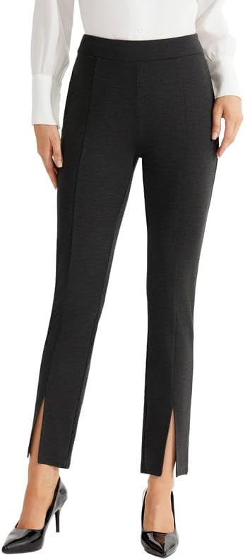 Split Dress Pants for Women Stretch Slim Fit Cropped Capri Pants Pull-On Ankle Pants for Work, Bu... | Amazon (US)