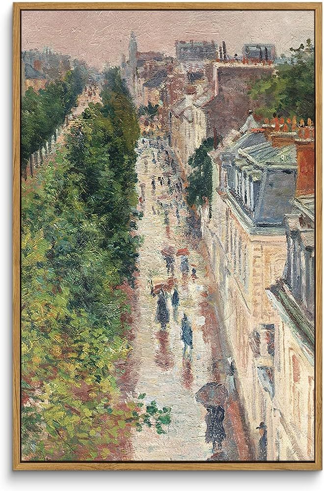 ARPEOTCY Vintage Framed Canvas Print Wall Art, Vintage French Cityscape Country Wall Art, Natural... | Amazon (US)