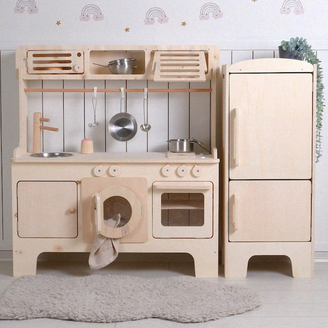 Handcrafed Wooden Play Kitchen With Hood and Microwave ,Customizable , Play Area Pretend Play Toy... | Etsy (CAD)