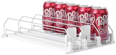 Drink Organizer for Fridge-White Automatic Pusher Glide,12oz 16oz 20oz-Soda Dispenser for Fridge-... | Amazon (US)