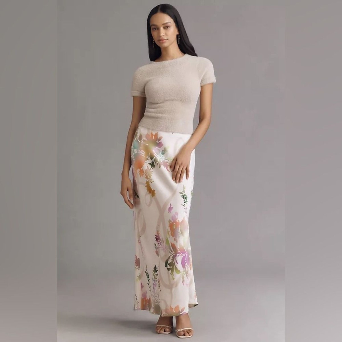 NWT! Anthropologie The Tilda Maxi Slip Skirt in Pearl - Size Small | eBay US