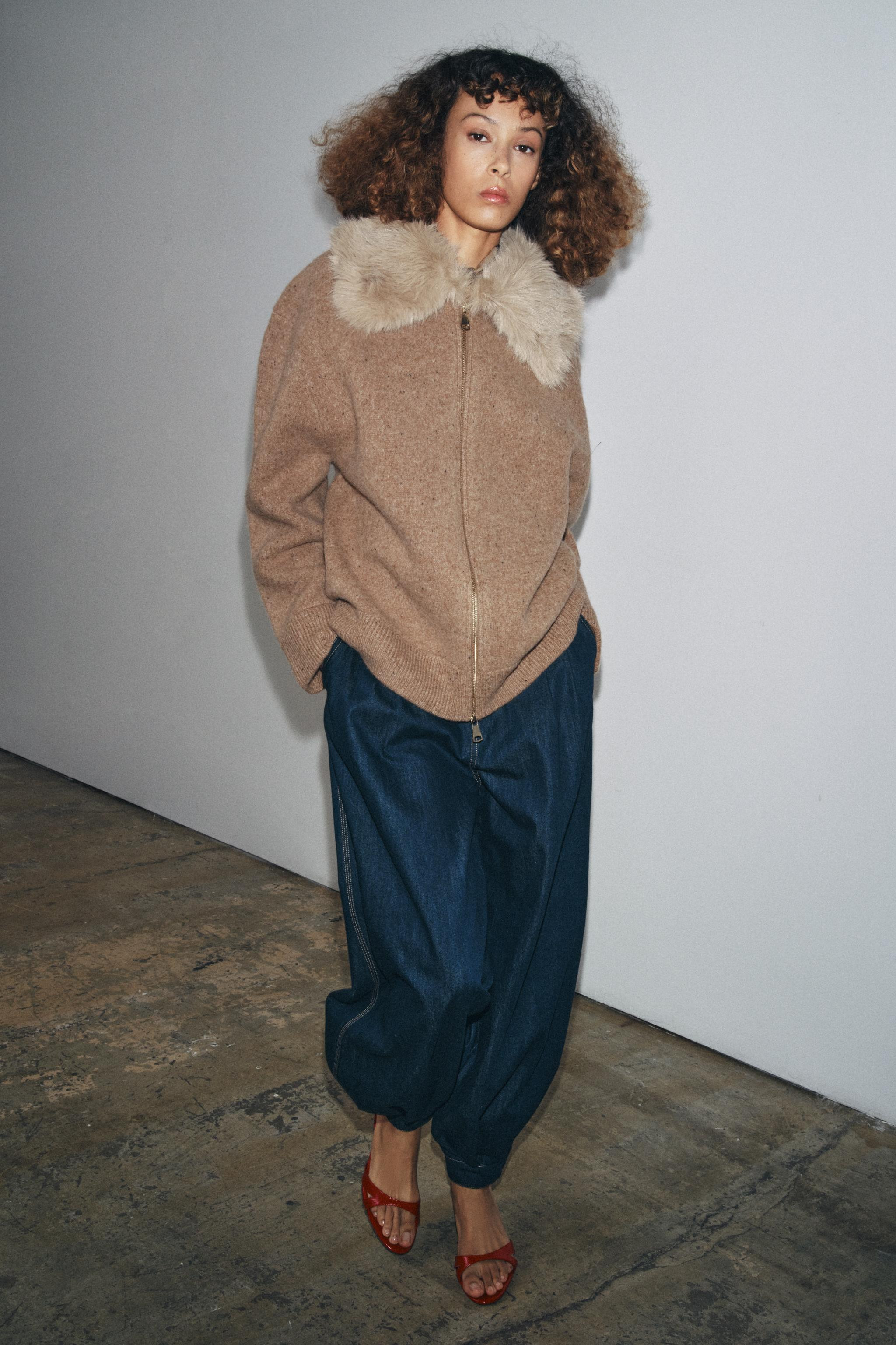 100% WOOL FAUX FUR LAPEL JACKET | Zara US