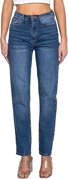 Vibrant Women’s Loose Mom Jeans – 90’s Vibe High Waisted Casual Rolled Hem Crop Stretch Den... | Amazon (CA)