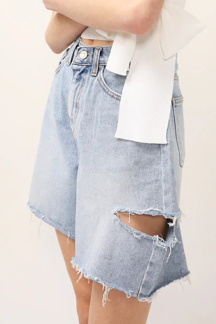 Maria Ripped Slash Denim Shorts | Storets (Global)