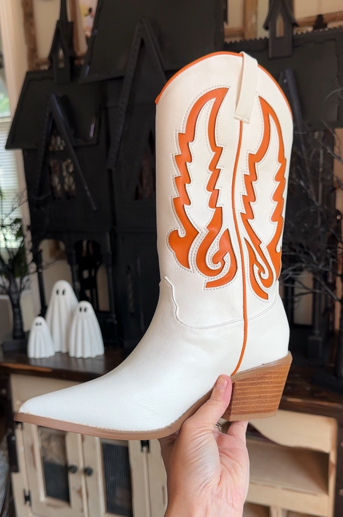 These boots were made for haunting 👻🧡

@pinklily released the ultimate Halloween cowgirl boots and I’m fully in my spooky rodeo era now. White faux leather, bold orange flame stitching, and just the right heel to stomp through pumpkin patches or ghost towns. Pair ‘em with a skeleton tee, denim skirt, and a PSL in hand and you’ve got yourself a whole Fall fit.

Yeehaw but make it haunted. 🎃🖤

#HalloweenBoots #SpookyStyle #WesternGhouls #FallFashion #GhostTownGlam #BootScootinBoogey #pinklilypartner

#LTKSeasonal #LTKStyleTip #LTKShoeCrush