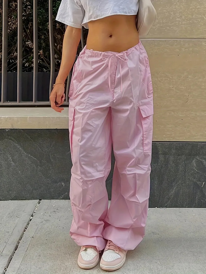 Women's Y2K Loose Drawstring Cargo Pants - High Waist, Wide Leg, Comfy & Fashionable! | Temu Affiliate Program