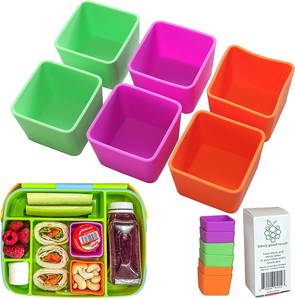 Square Silicone Lunch Box Dividers 6pcs - Bento Box Divider 2"x2"x1.5" - Silicone Cupcake Baking ... | Amazon (US)