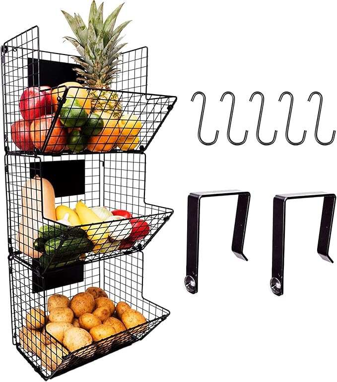 Culinary Couture 3-Tier Wire Hanging Basket for Organizing, Heavy-Duty Hanging Wall Baskets for S... | Amazon (US)