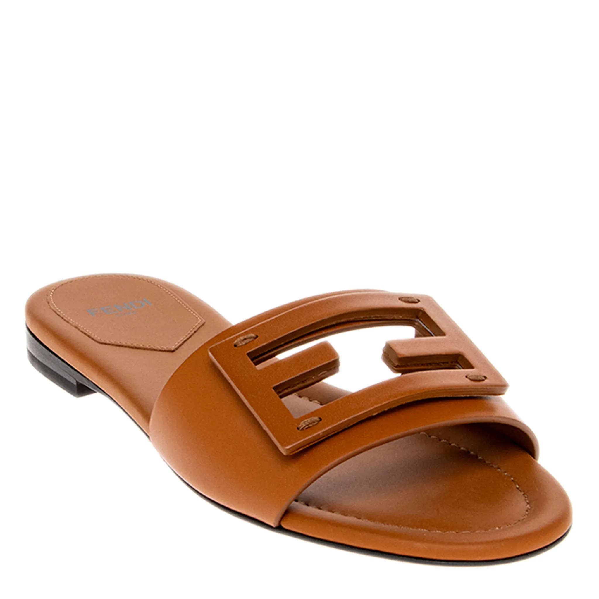 Fendi Baguette Leather Slides | Overstock