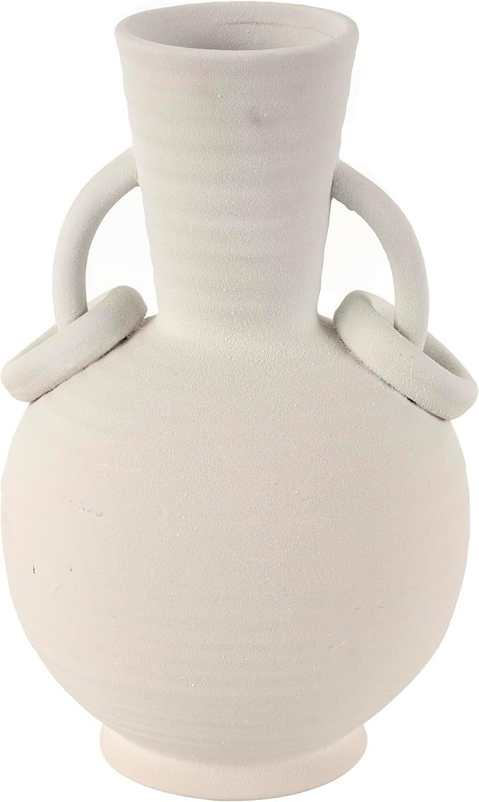 Deco 79 Ceramic Decorative Vase Textured Centerpiece Vase with Ring Handles, Flower Vase for Home... | Amazon (US)