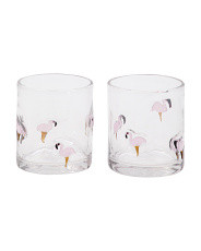 Set Of 2 Lampwork Flamingo Double Old-Fashioned Glasses | Marshalls