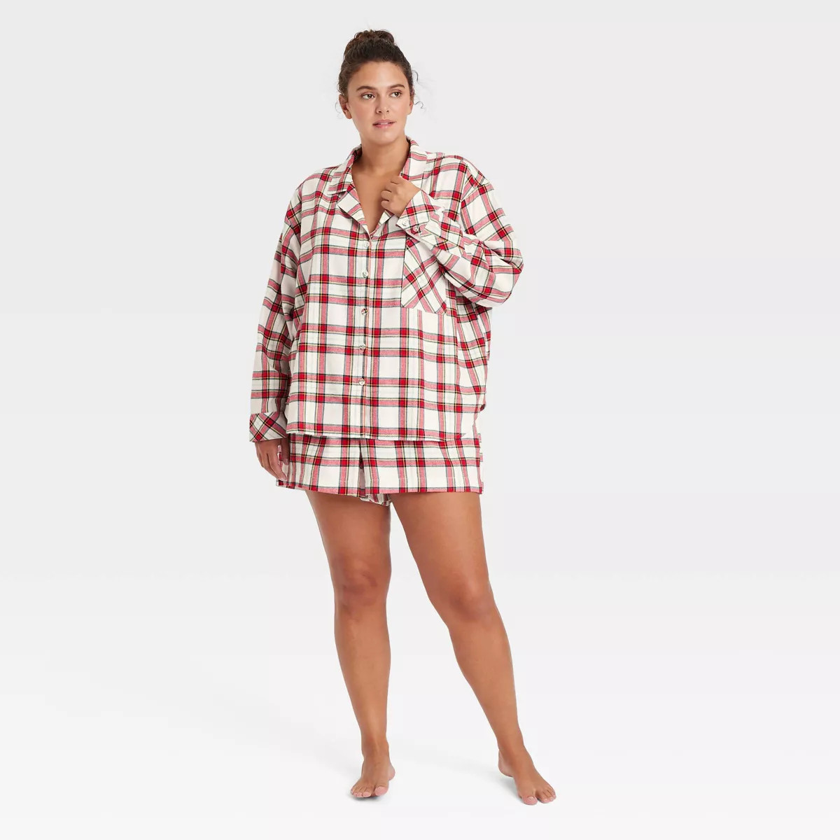 Women's Flannel Long Sleeve Top and Shorts Pajama Set - Auden™ | Target