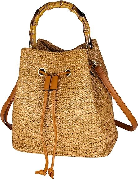 Hirooms Women Beach Bag Straw Woven Shoulder Bag Tote Bag Crossbody Bucket Handbags Summer Handma... | Amazon (US)