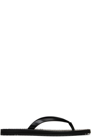 The Row - Black City Flip Flops | SSENSE