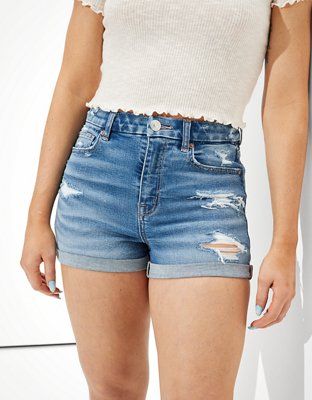 AE Curvy High-Waisted Denim Short Short | American Eagle Outfitters (US & CA)
