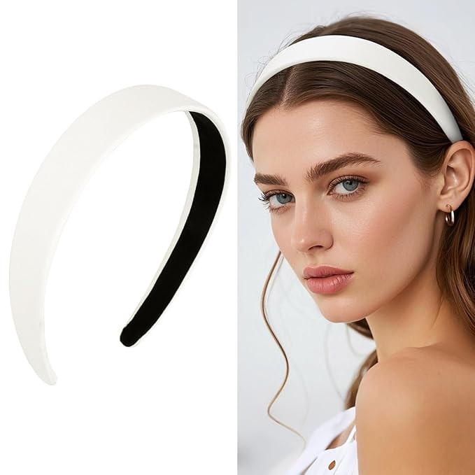 Wecoe White PU Leather 1 Inch Wide Non-Slip Fashion Headband Hair Accessory for Women and Girls, ... | Amazon (US)