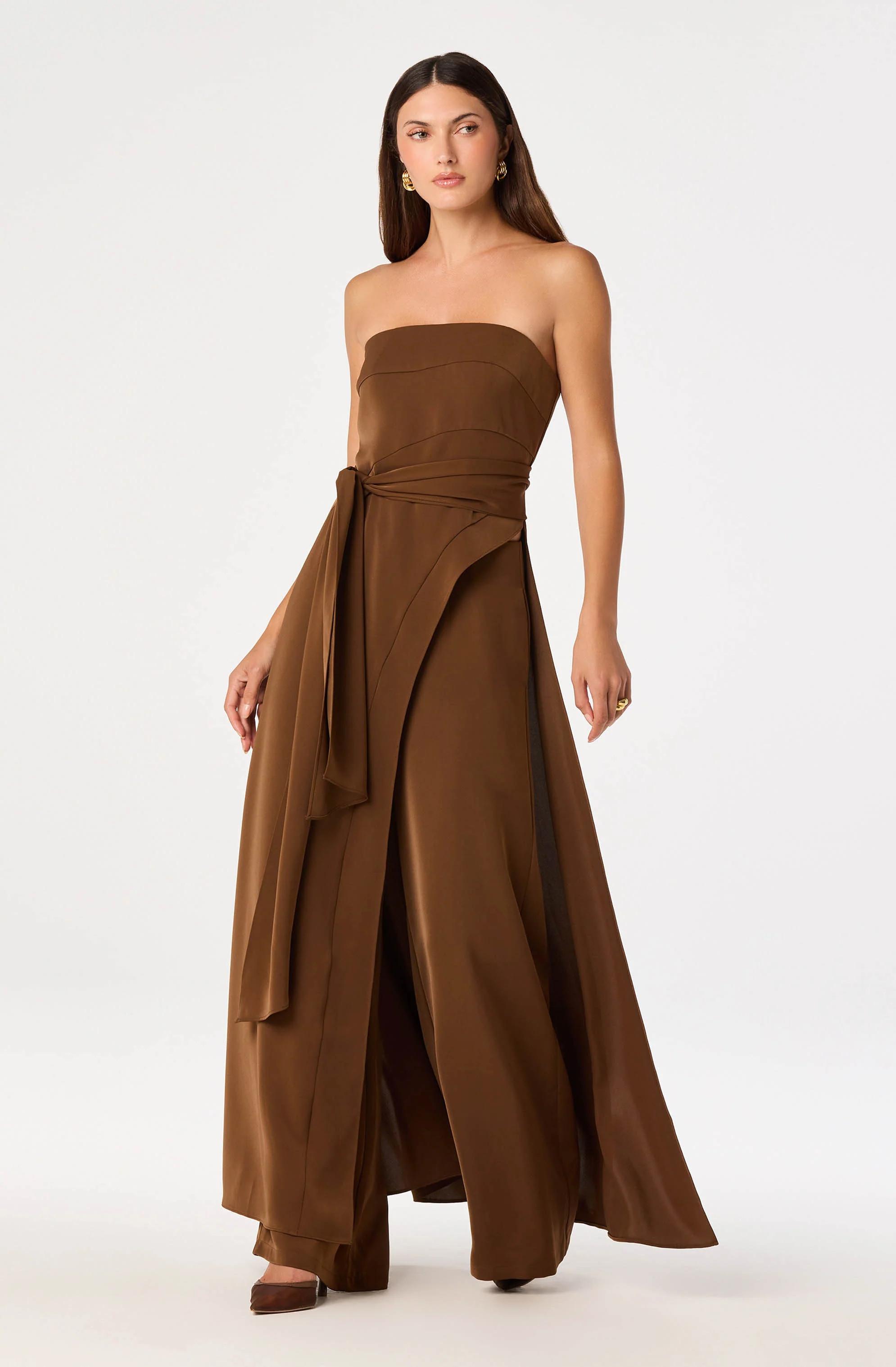 ASTR the Label | Ginger Satin Wide Leg Pants in Sepia |  Size S | ASTR The Label (US)