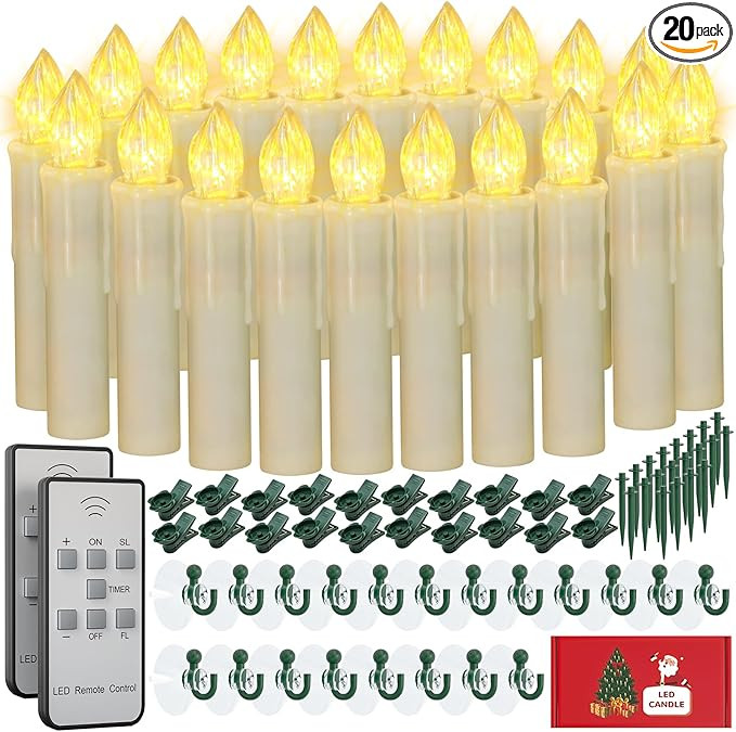 PChero Window Candles Battery Operated with Timer Remote, 20 Pcs Christmas Flameless Candles, Wat... | Amazon (US)