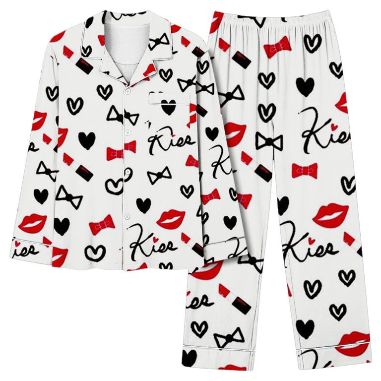 Blczomt Kids Pajamas $5 White Long Sleeve Valentine'S Day Printed Two-Piece Set Sleepwear Sets Sl... | Walmart (US)