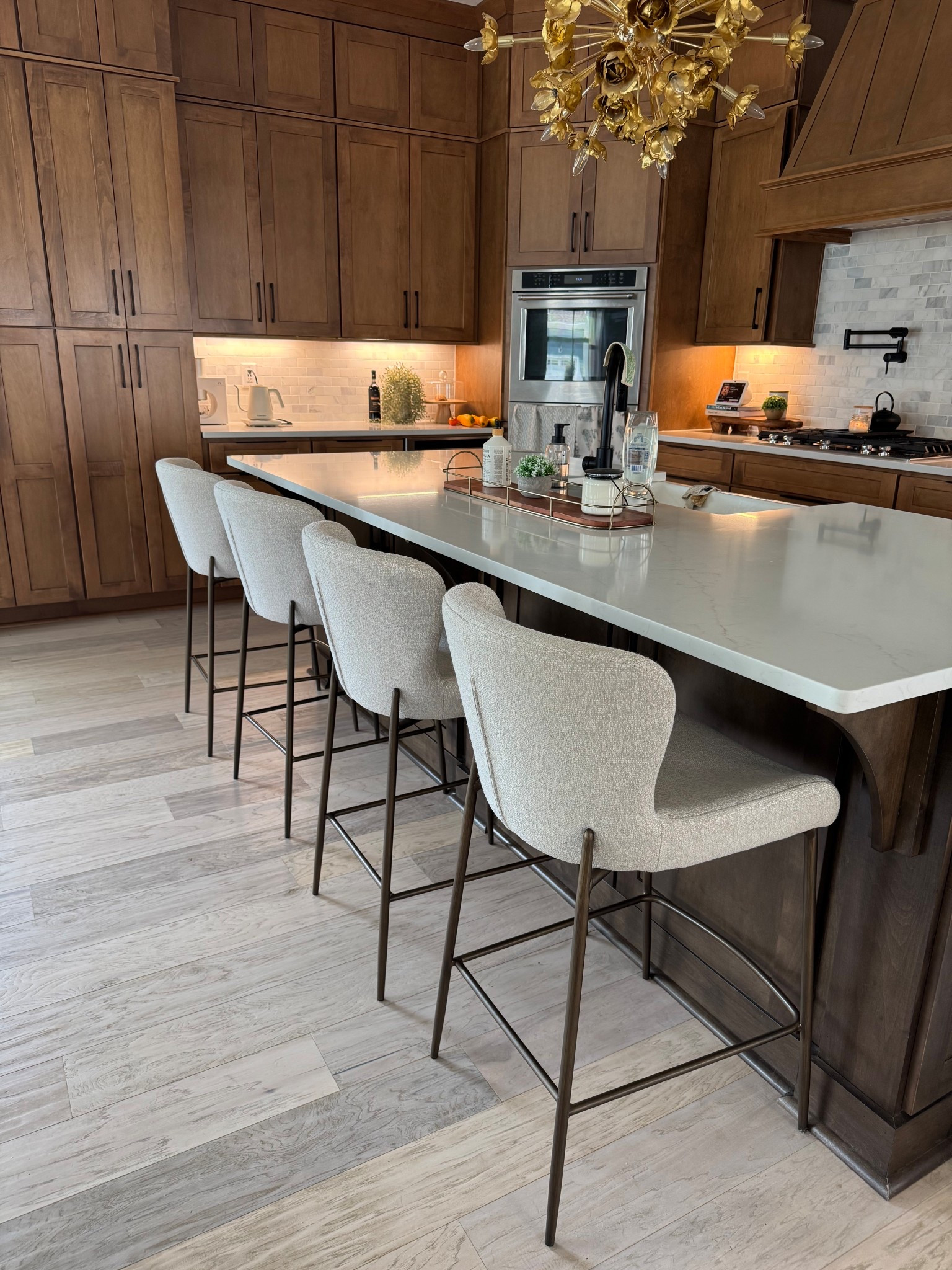 MAJOR SALE!!!! 

These barstools are stunning and over 50% off. This is the time to snag them!!! 

They wipe off like a dream if something spills on them. Worth every penny  