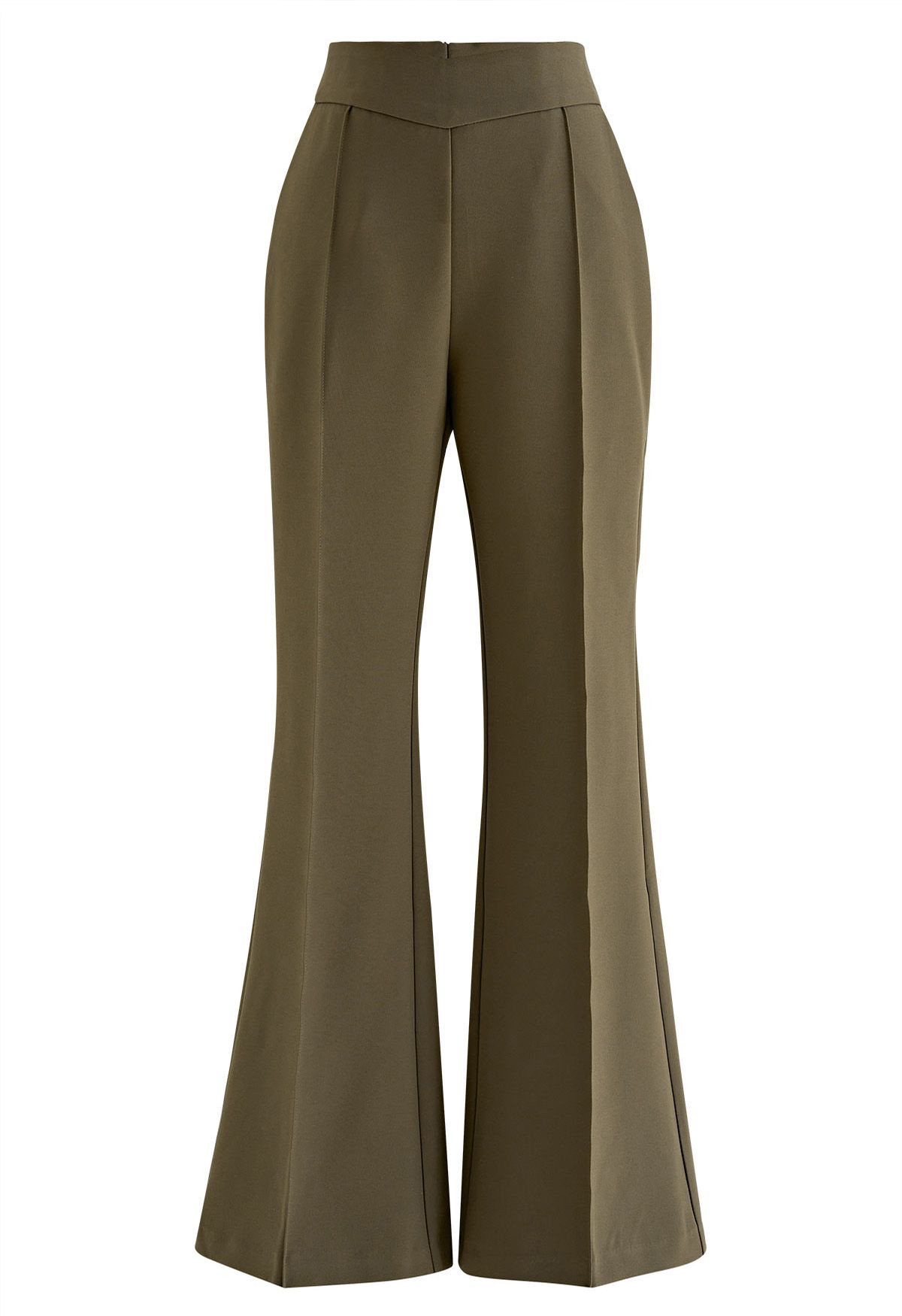 Seam Detail Flare Leg Pants in Brown | Chicwish