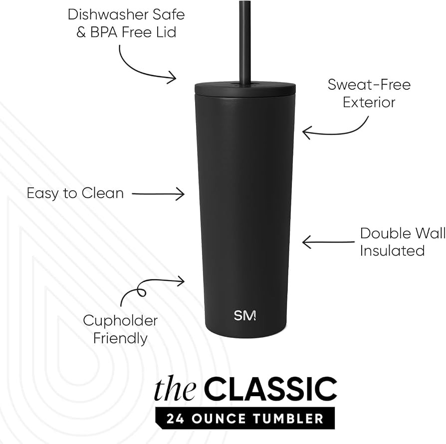 Simple Modern Classic Tumbler with Straw Lid | Insulated Iced Coffee Cup Reusable Stainless Steel... | Amazon (US)