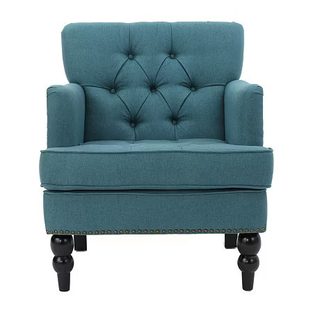 Malone Tufted Upholstered Club Chair, One Size, Blue | JCPenney