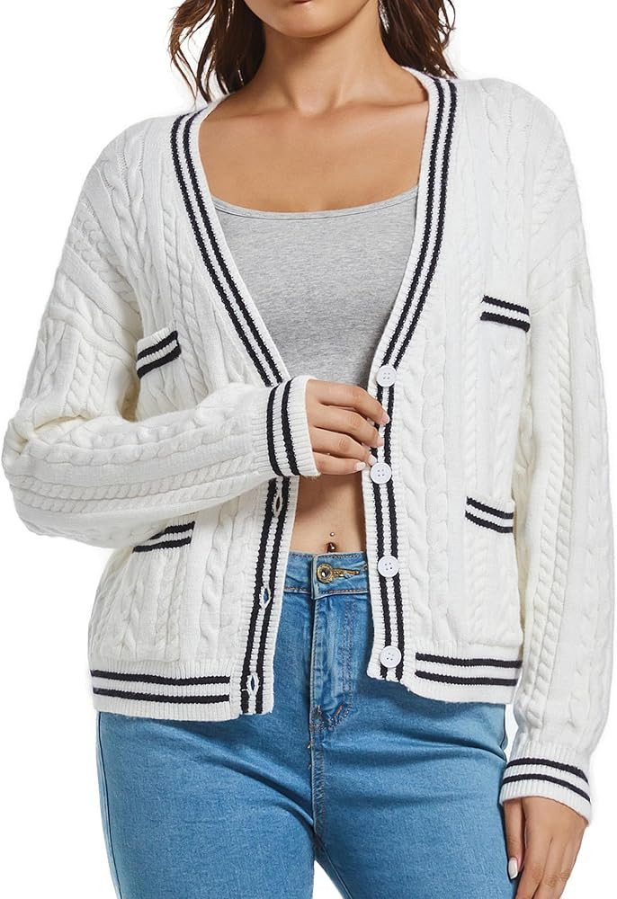 Womens Long Sleeve Open Front Cardigan Soft Knit Sweater with Pocket Button Loose Short Outerwear... | Amazon (US)