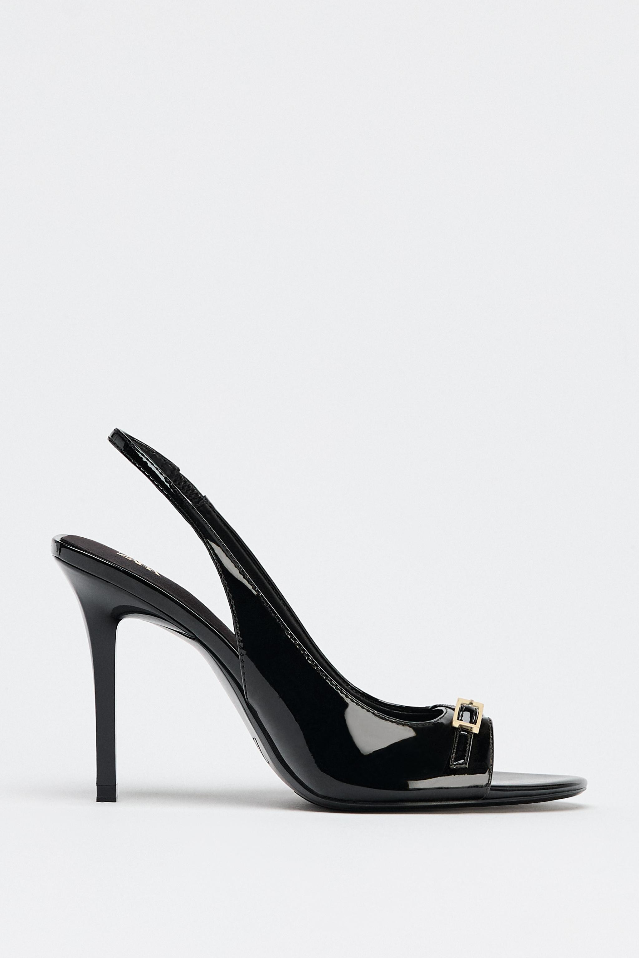 PATENT FINISH HEELED SANDALS | Zara US