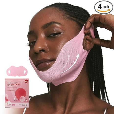 ROUND LAB Camellia Deep Collagen V Lifting Gel Mask 4ea | Double-chin Turkey Neck Instant Face Li... | Amazon (US)